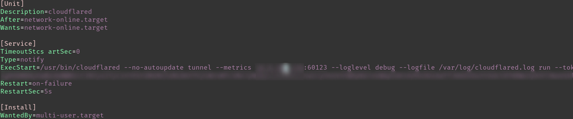 Cloudflared service file example